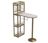 XPLKQXE Console-Bar, Table Hauteur Comptoir avec Espace Rangement, Cloison Moderne Autoportante avec Porte-Verres À Vin pour Cuisine Et Salle À Manger(Gold,100x40x105cm)
