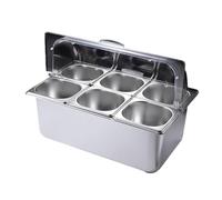 XPLKQXE Présentoir Alimentaire Comptoir, Bacs Service sur Lit Glace, Buffet Réfrigéré Distributeur Condiments, Station Service Réfrigérée(E)