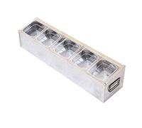 XPLKQXE Présentoir Alimentaire Comptoir sur Lit Glace, Distributeur Condiments Réfrigéré pour Salades, Présentoir pour Sauces Et Épices(Silver-A,81x20x18cm/5set)