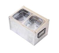 XPLKQXE Présentoir Alimentaire Comptoir sur Lit Glace, Distributeur Condiments Réfrigéré pour Salades, Présentoir pour Sauces Et Épices(Silver-A,33.5x20x18cm/3set)