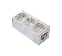 XPLKQXE Présentoir Alimentaire Comptoir sur Lit Glace, Distributeur Condiments Réfrigéré pour Salades, Présentoir pour Sauces Et Épices(Silver-B,49.5x20x18cm/3set)
