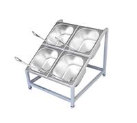 XPLKQXE Station Garniture À Pizza en Acier Inoxydable, Conteneur Préparation Alimentaire Distributeur Condiments pour Cuisine(Silver-B,34x38x25cm/1set)