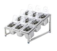 XPLKQXE Station Garniture pour Pizzas, Récipients À Garnitures Réglables avec Couvercles, Organiseurs À Condiments, Ensemble Récipients pour Buffet(34x40x20cm/5set)