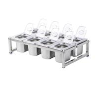 XPLKQXE Station Garniture pour Pizzas, Récipients À Garnitures Réglables avec Couvercles, Organiseurs À Condiments, Ensemble Récipients pour Buffet(45x27x11cm/4set)
