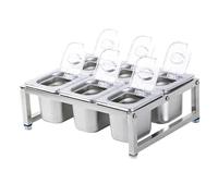 XPLKQXE Station Garniture pour Pizzas, Récipients À Garnitures Réglables avec Couvercles, Organiseurs À Condiments, Ensemble Récipients pour Buffet(34x27x11cm/1set)