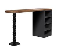 XPLKQXE Table Haute Type Bar, Table Bar Industrielle avec Piètement en Métal, Meuble Rangement Rétro Faisant Office Cloison Autoportante(Brun,140x40x105cm)
