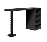 XPLKQXE Table Haute Type Bar, Table Bar Industrielle avec Piètement en Métal, Meuble Rangement Rétro Faisant Office Cloison Autoportante(Zwart,140x40x105cm)