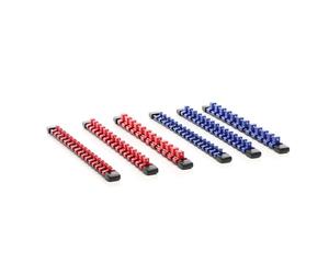XPOtool 6x Rangement porte douille pour 86 pièces - 350 x 28 x 24 mm - Rack support organisateur de douilles en ABS - Organsieur pour 1/2", 1/4" et 3/8" - Atelier, bricolage