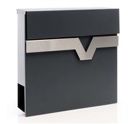 XPOtool Boîte aux lettres murale ou sur pied design et Porte-journaux V60, Verrouillable, Gris anthracite, Acier, 370 x 105 x 370 mm