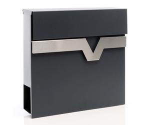 XPOtool Boîte aux lettres murale ou sur pied design et Porte-journaux V60, Verrouillable, Gris anthracite, Acier, 370 x 105 x 370 mm