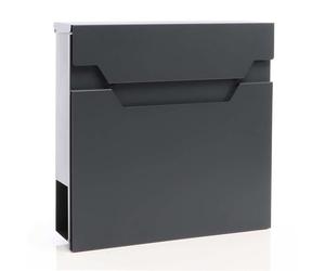XPOtool Boîte aux lettres murale ou sur pied design et Porte-journaux V61, Verrouillable, Gris anthracite, Acier galvanisé, 370 x 10