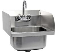 XPOtool Évier en acier fin – 398 x 420 x 457 mm – Avec mitigeur eau froide/chaude – 3 Parois latérales – Lavabo gastronomique – Lavabo Lave-main hygiénique montage mural