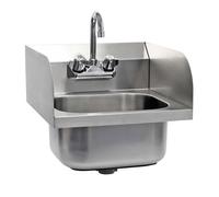 XPOtool Évier en acier fin – 398 x 420 x 457 mm – Avec mitigeur eau froide/chaude – 3 Parois latérales – Lavabo gastronomique – Lavabo Lave-main hygiénique montage mural