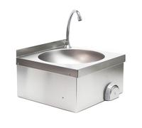 XPOtool Évier Lavabo Acier fin Gastro Cuve ronde Commande au genou Lave-main