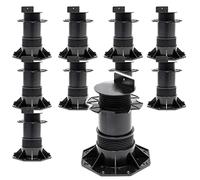XPOtool Lot de 10x Plots de terrasse – Charge 2700 kg – Hauteur réglable 140-210 mm – en PP – Pieds de support pour Lames Dalles Lambourdes
