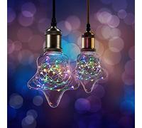 XQ-lite Lot de 2 câbles LED en cuivre en forme d'étoile S128 Starry 1,5 W E27 Transparent Multicolore