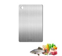 XQMMGO Planche à découper en titane - En acier inoxydable - Double face - Qualité alimentaire - Facile à nettoyer et exempte d'impuretés - 25 x 15 cm