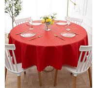 XQSSB Nappe Cirée Lavable Moderne Antitache Anti Brûlure Impermeable de Noël de Thanksgiving de Parties Mariage B Rouge Diamètre Rond 160cm