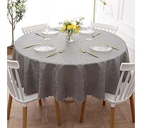 XQSSB Nappe Cirée Lavable Style Moderne Anti Brûlure Impermeable Jardin Toile Cirée Un Diamètre Rond Gris Argent 180cm