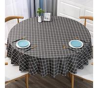 XQSSB Nappe Rectangulaire Imprimée Anti Tâche Anti PVC Chaud Imperméable Antitache Supérieure Longue Durée Diamètre Rond Gris Foncé 220cm