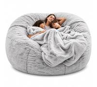 XRBCNMM Grande housse de pouf à poils longs de 1,5 m/1,8 m/2,1 m, en peluche PV douce, sans rembourrage, amovible et lavable, pour salon, chambre à coucher (1,5 m, marron neige)