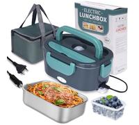 XREXS Boîte à Lunch Électrique 60W 1,5L 12V/24V/220V Portable | Livrée avec fourchette, multi-tensions, adaptée pour voiture, camion, maison, bureau et camping