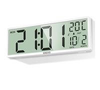 XREXS Horloge Murale Numérique 14,5" DST Couleur Blanche | Affiche heure, calendrier et température, fonctionnement à piles, idéale pour chambre, salon t bureau