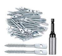 Xrfoiniu Lot de 200 vis tire-fond à œil de 0,6 x 7,19 cm avec 1 tire-fond à œillet en acier au carbone plaqué zinc auto-taraudeuse pour fil de suspension de plafond
