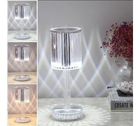 XRR Lampe de table en cristal, lampe de table en acrylique avec contrôle tactile lampe diamant 3D avec gradation progressive veilleuse rechargeable USB pour chambre, fête, dîner, décoration créative