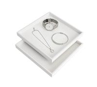 XRVRILE 2 pièces vassoio Legno Plateau decoratif, Plateau de Service carré 20 × 20 cm pour Salle de Bain Salon Bijoux cosmétiques Organiseur (Blanc)
