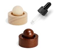 XRVRILE 2Pcs Galet Diffuseur Huile Essentielle en Bois Naturel, Boule Diffuseur d'Huiles Essentielles, Mini Diffuseur sans Eau pour Voiture Bureau Chambre, avec Pipette Hêtre Noyer
