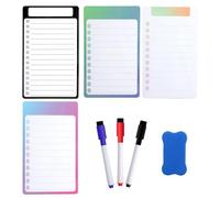 XRVRILE 4 Pièces Tableau Magnetique Frigo, Planning Frigo Magnetique avec 3 Stylos et Gomme, Effaçables Tableau Aimanté pour Liste de Courses, to do list, Notes, Menu