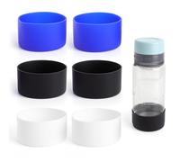 XRVRILE Lot de 6 manchons de protection en silicone pour Stanley Cup Cup - Stanley Cup - Protection du sol, Quencher Adventure, 12 g, IceFlow 20 oz, Hydro Flask 12 oz / 20 oz (blanc, noir, bleu)