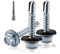 XRXYMQ 100 Pièces Vis Autoforeuse Metal 4.8 x 19 mm Vis Autoforeuse Inox avec Rondelles D'étanchéité Vise Bac Acier con Kit de ouille Vise Autoperforante pour Réparations Domestiques Tole Acier