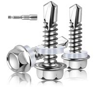 XRXYMQ 100 Pièces Vis Autoforeuse Metal M5.5x19 mm Vis Autoforeuse Inox Toiture Fixation Bac Acier Rondelle D'étanchéité Bac Acier Ral 7016 Pour Construction