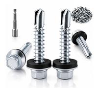 XRXYMQ 100 Pièces Vis Autoforeuses Métal 4,8 x 55 mm Vis Bac Acier Joint | Vis autoperceuse pour metal, vis etanche avec joint, fixation bac acier, toiture, tôle, carport et clôture