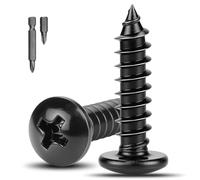 XRXYMQ 110 Pièces Vis Noir M4 x 10 mm Vis a Bois Champignon Tete Ronde Cruciformes Noire pour Meubles Métal