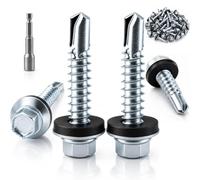 XRXYMQ 40 Pièces Vis Autoforeuses Métal 6,3 x 100 mm Vis Bac Acier Joint | Vis autoperceuse pour metal, vis etanche avec joint, fixation bac acier, toiture, tôle, carport et clôture