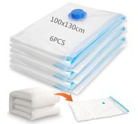 XRXYMQ XXL Sac de Rangement sous Vide Aspirateur Voyage 130 x 100 cm Housse Compactor Rangement sous Vide Sac Compression sous Couette Compactor Extra Larges Housse Aspirable Gain de Place 6 PCS)