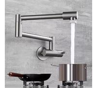 XSDSM Robinet Cuisine Mural Pliable Rotation À 360 ° Robinet De Remplissage De Casserole En Acier Inoxydable 304 Sortie D'Eau Double Mode,Gris Pistolet