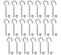 XSHAO® 20 Pcs Crochets à Vis avec Filetage M6, Piton à Visser INOX 304 | Vis à Crochet M6 avec 20 Écrous, pour Hamacs, Auvents et Chaises Suspendues