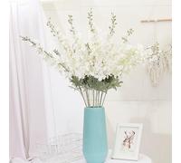 Xshelley Lot de 5 fleurs artificielles Delphinium à longue tige pour décoration d'intérieur et d'extérieur (86 cm) (blanc)