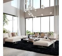 XSIVOD Tapis moelleux à poils longs, noir, lavable, 200 x 230 cm, antidérapant, extra large, doux, moderne, pour chambre à coucher, chambre à coucher