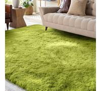 XSIVOD Tapis moelleux à poils longs, vert, lavable, pour salon, antidérapant, extra large, doux, moderne, pour chambre à coucher, pour chambre d'enfant, 120 x 160 cm
