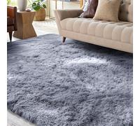 XSIVOD Tapis moelleux, long pile, gris, lavable, antidérapant, extra large, doux, moderne, chambre à coucher, chambre d'enfant, 140 x 200 cm
