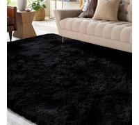 XSIVOD Tapis moelleux, noir lavable, 140 x 200 cm, antidérapant, extra large, doux, moderne, chambre à coucher, chambre d'enfant