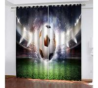 xszhqxxla Réduction Du Bruit Rideau 3D Terrain De Football Sportif 140X100Cm Chambre D'Enfant Cuisine Salon Décoration Polyester Isolant Thermique Moderne Rideau Occultant 3D Isolation Thermique Douce