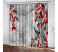 xszhqxxla Rideau Occultant 3D Texture De Fleur Et Oiseau De Style Chinois 150X166Cm 100% Polyester Isolé Thermiquement,Économie D'Énergie Reduire Le Bruit Traitement Pour Chambre Salon Chambre Des Enf