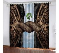 xszhqxxla Rideau Occultant Enfant Impression De Racine Vintage 280X180Cm Rideau Occultant 3D Rideau De Fenêtre Isolant Thermique Et Phonique En Polyester Pour Chambre D'Enfant Cuisine Salon Décoration