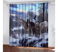 xszhqxxla Rideaux Occultants A Oeillets Loup Des Neiges Des Animaux D'Hiver 140X100Cm 3D Chambre D'Enfant Cuisine Salon Décoration 3D Impression Rideau Occultant Polyester 2 Pièce Rideaux Chambre De G